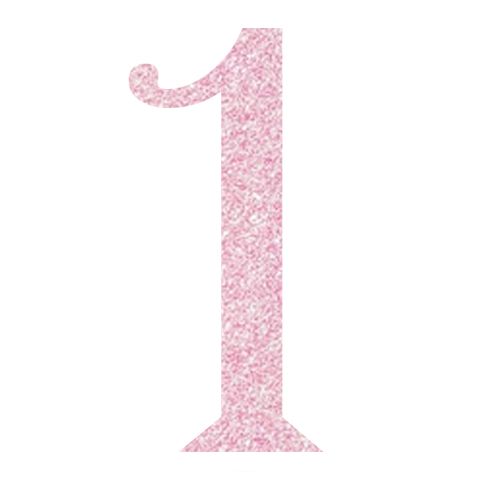 Topper Glitter Numero 1 H 10 cm, COLORI: Rosa