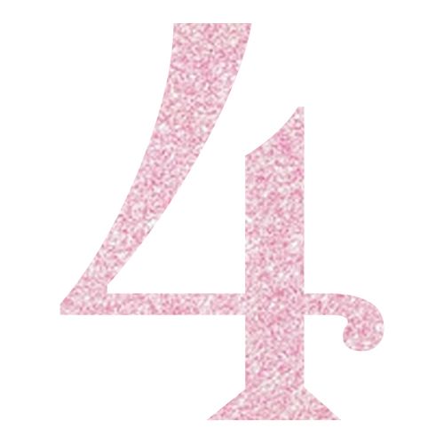 Topper Glitter Numero 4 H 10 cm, COLORI: Rosa