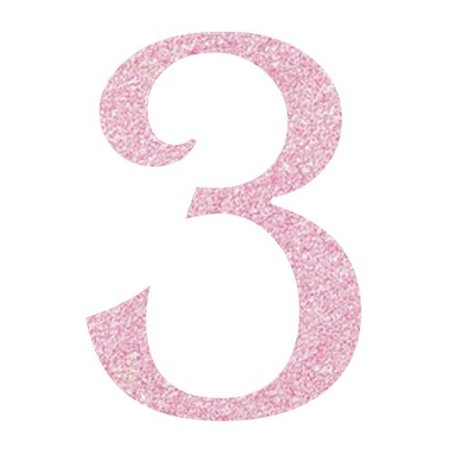 Topper Glitter Numero 3 H 10 cm, COLORI: Rosa