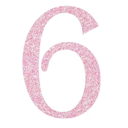 Topper Glitter Numero 6 H 10 cm, COLORI: Rosa