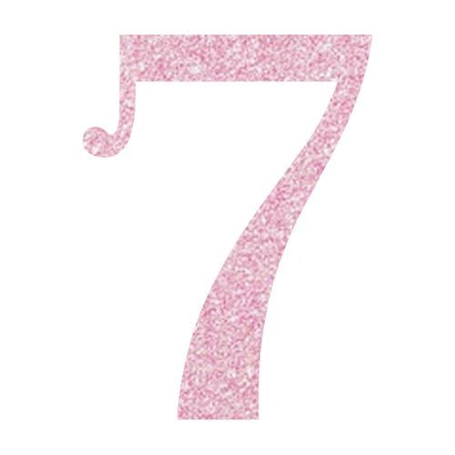Topper Glitter Numero 7 H 10 cm, COLORI: Rosa