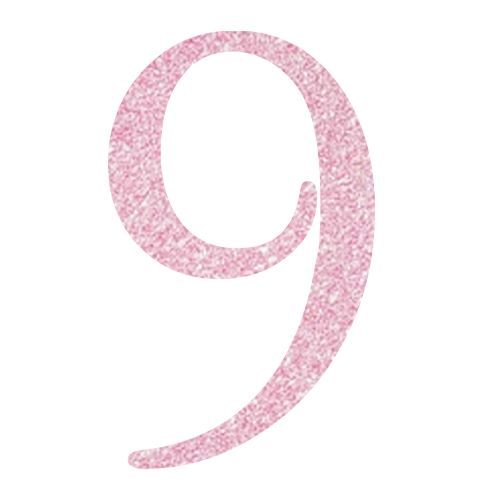 Topper Glitter Numero 9 H 10 cm, COLORI: Rosa