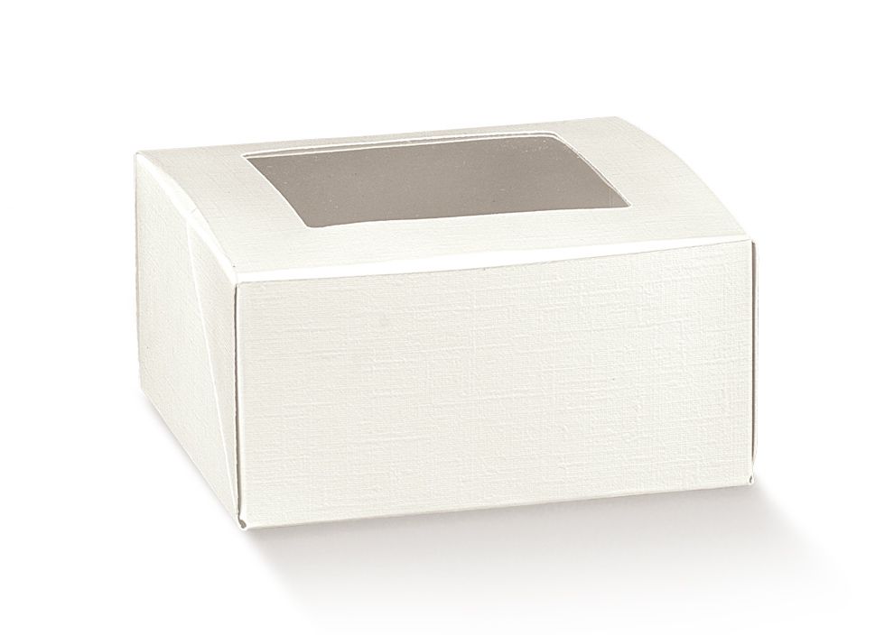 Scatola Dolci Pelle Bianca 12 x 12 x 6 Cm