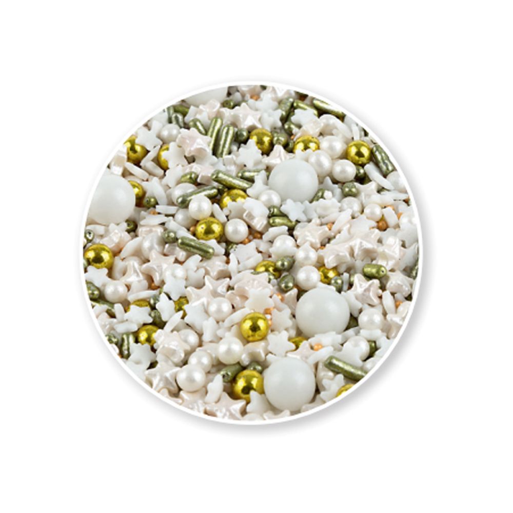 Decorazoni Sprinkless Mix Bianco/Oro Gr 100