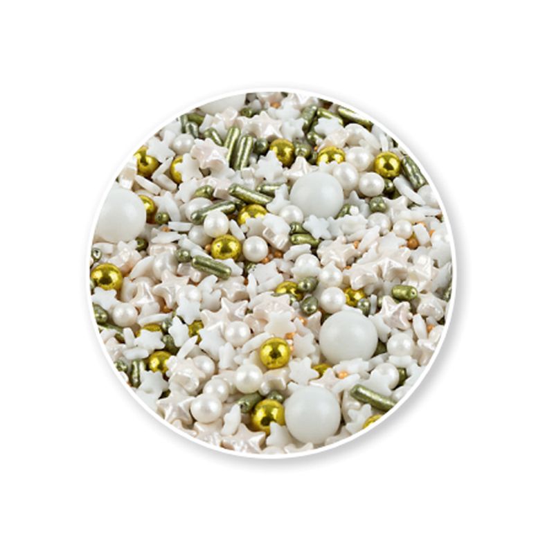 Decorazoni Sprinkless Mix Bianco/Oro Gr 100