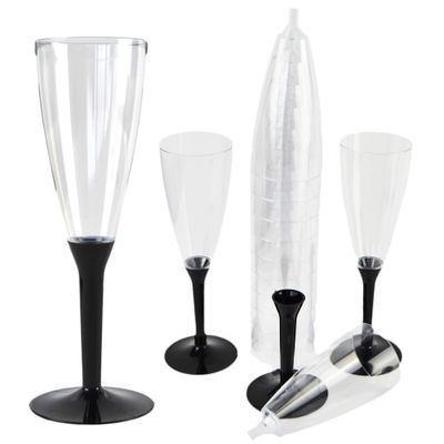 Flute Calici Gambo Lungo Nero 100 CC 20 pezzi