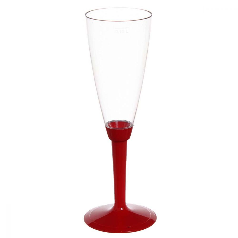 Flute Calici Gambo Lungo Rosso 100 CC 20 pezzi