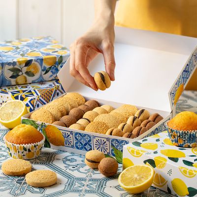 Scatola per Dolci Piastrelle Limoni  23 x 16 x 5 h cm