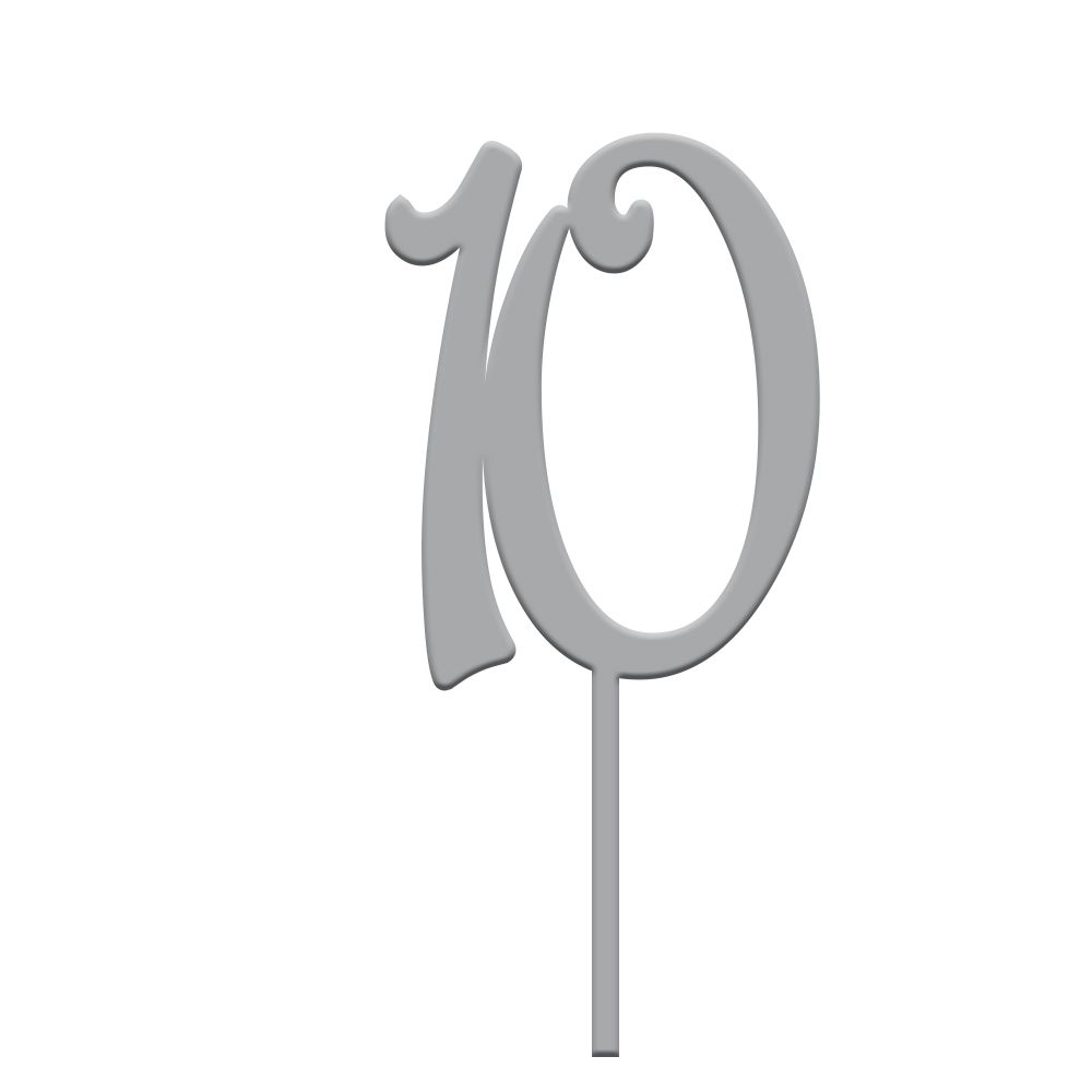 Topper Numero 10 Plexiglass Argento