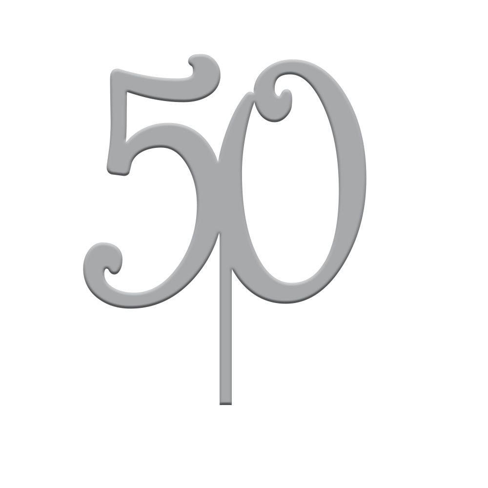 Topper Numero 50 Plexiglass Argento