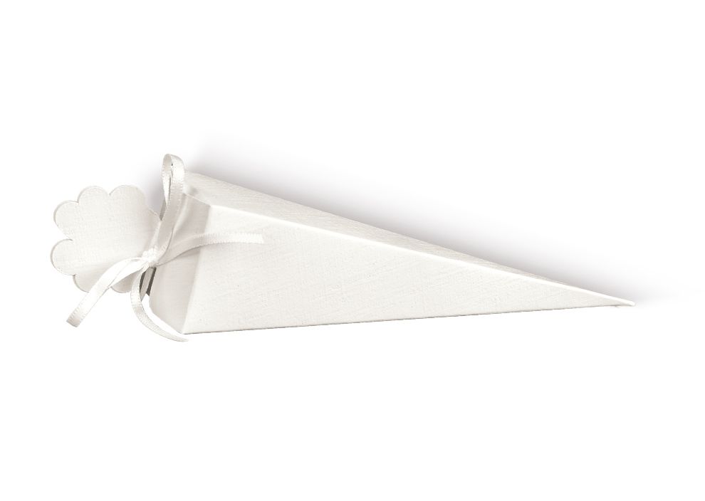 Scatolina Portaconfetti a Cono Bianco Fibra Pezz1 1