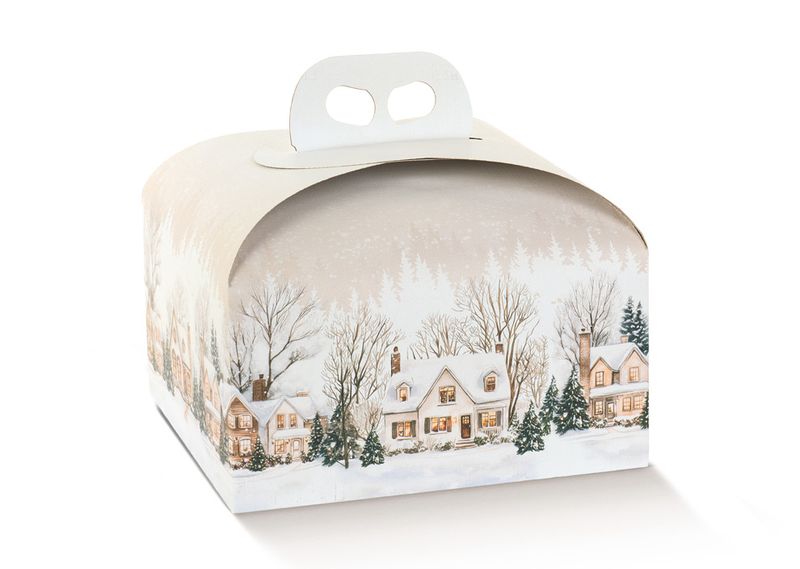 Scatola Panettone Basso kg.1 "Christmas Village"