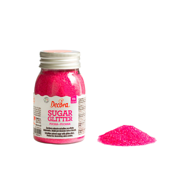 Zucchero Glitterato Colore Fuxia 100 Grammi Zucchero Glitterato Colore Fuxia 100 Grammi