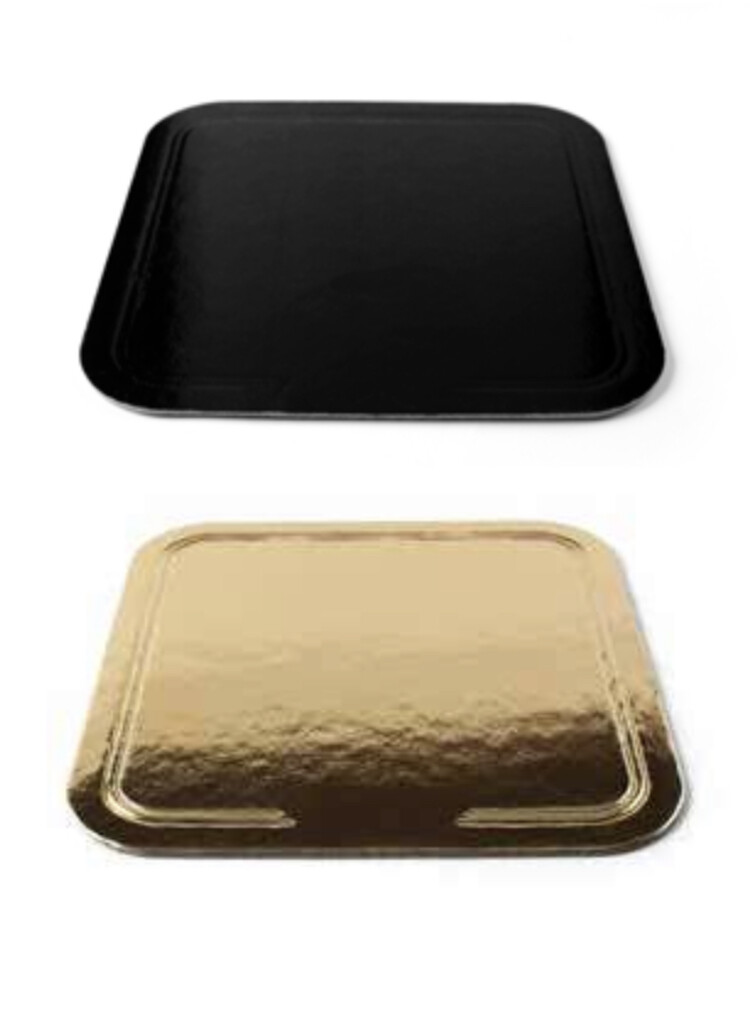 Vassoi Quadrati Oro Nero 20 X 20 Cm