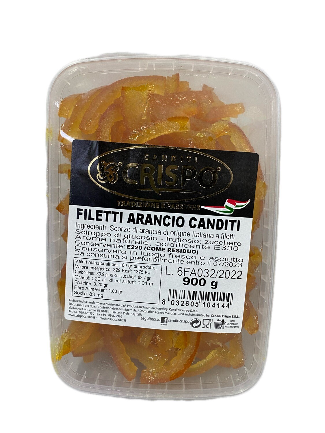 Filetti Arancio Canditi Vaschetta Gr.900 Filetti Arancio Canditi Vaschetta Gr.900