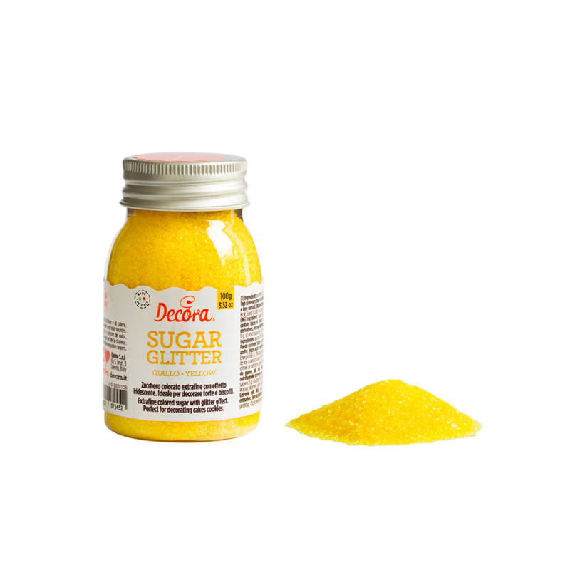 Zucchero Glitterato Colore Giallo 100 Grammi