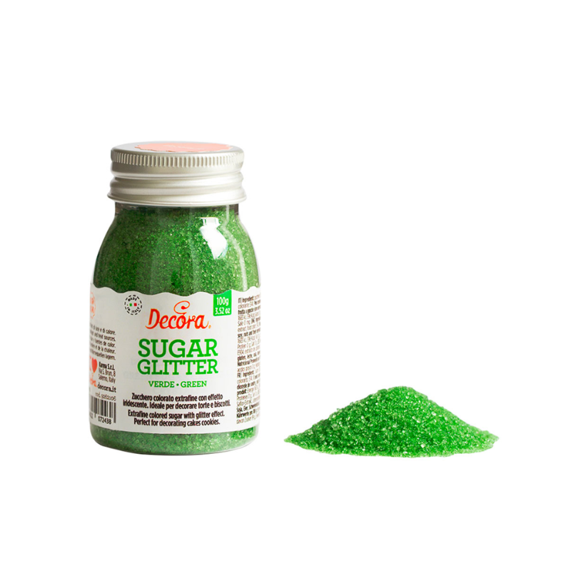 Zucchero Glitterato Colore Verde 100 Grammi Zucchero Glitterato Colore Verde 100 Grammi