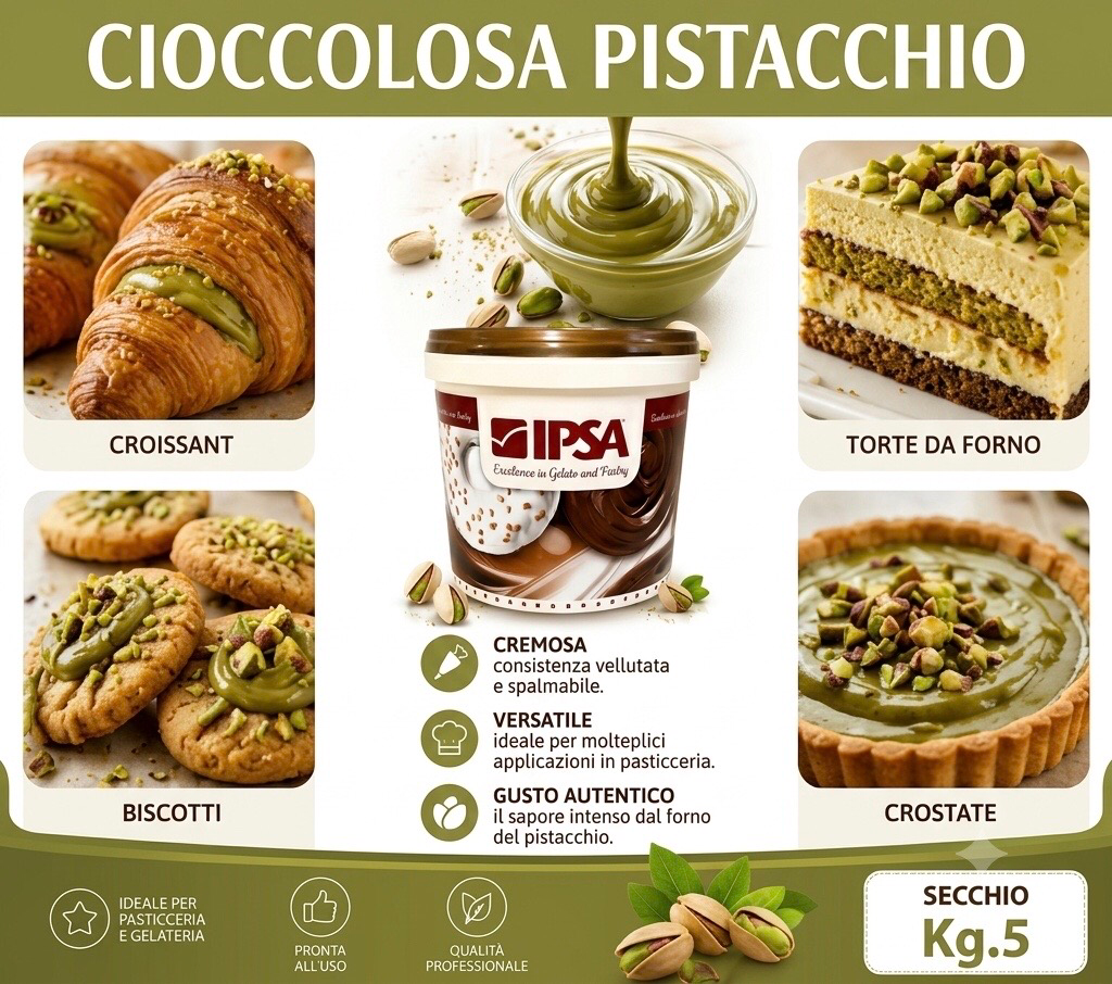 Crema Spalmabile Cioccolosa Pistacchio Ipsa 5 Kg
