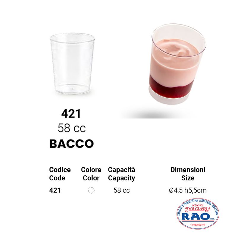 Bicchierini Tondi Dessert Bacco 60 cc - Pezzi 50