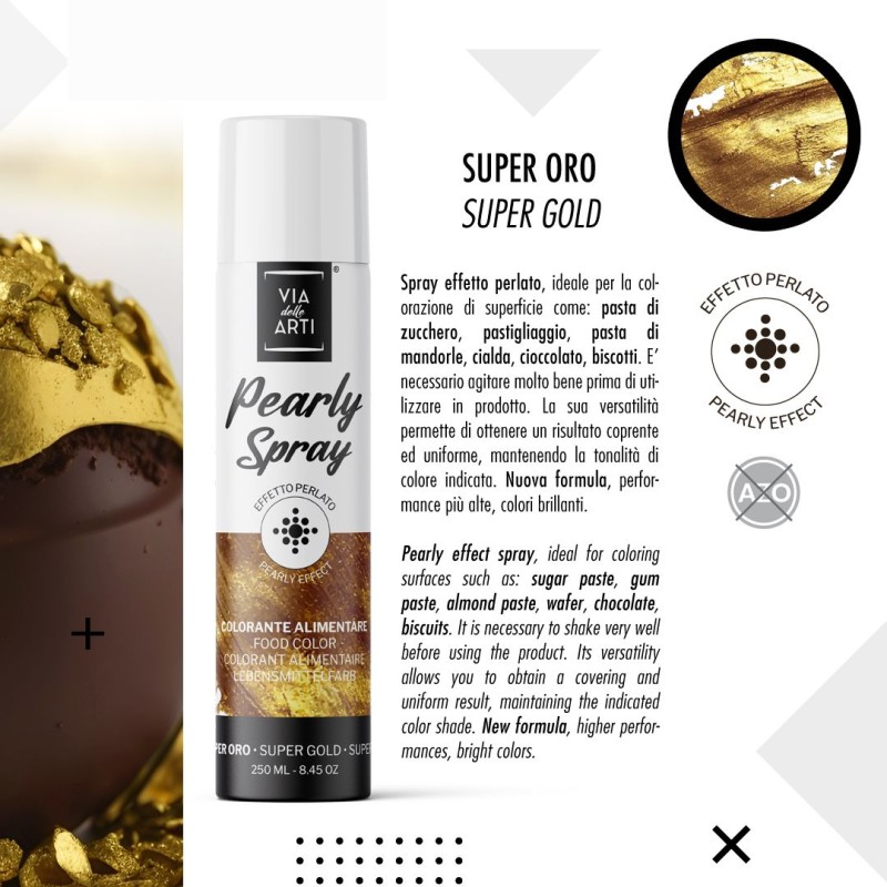 Colore Alimentare Spray Perlato Oro - 250 ML