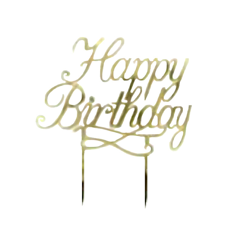 Topper Plexiglass Happy Birthday Oro Topper Plexiglass Happy Birthday Oro