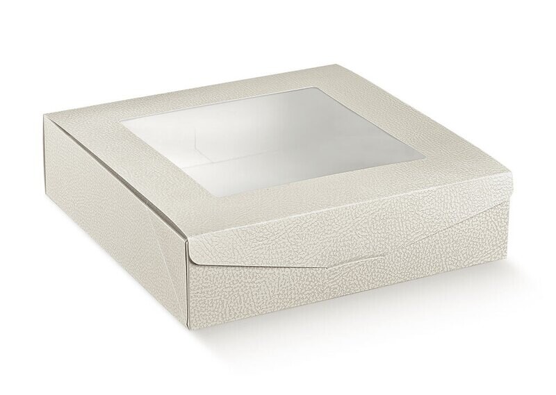 Scatola Pasticceria Bianca C/Finestra  26x26 h.7 Cm
