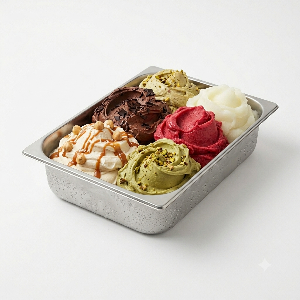 Vaschetta Gelato Acciaio Inox Misura 36x25–H.7,5 Cm –4,70 Litri Piazza