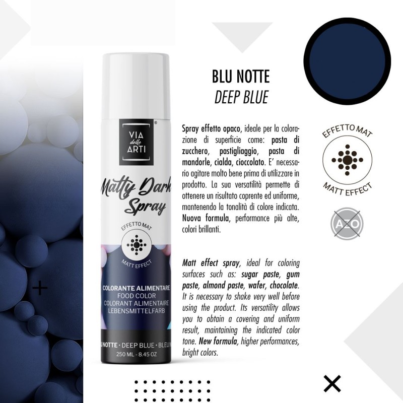Colore Spray Alimentare Matty Dark Blu Notte - 250 Ml