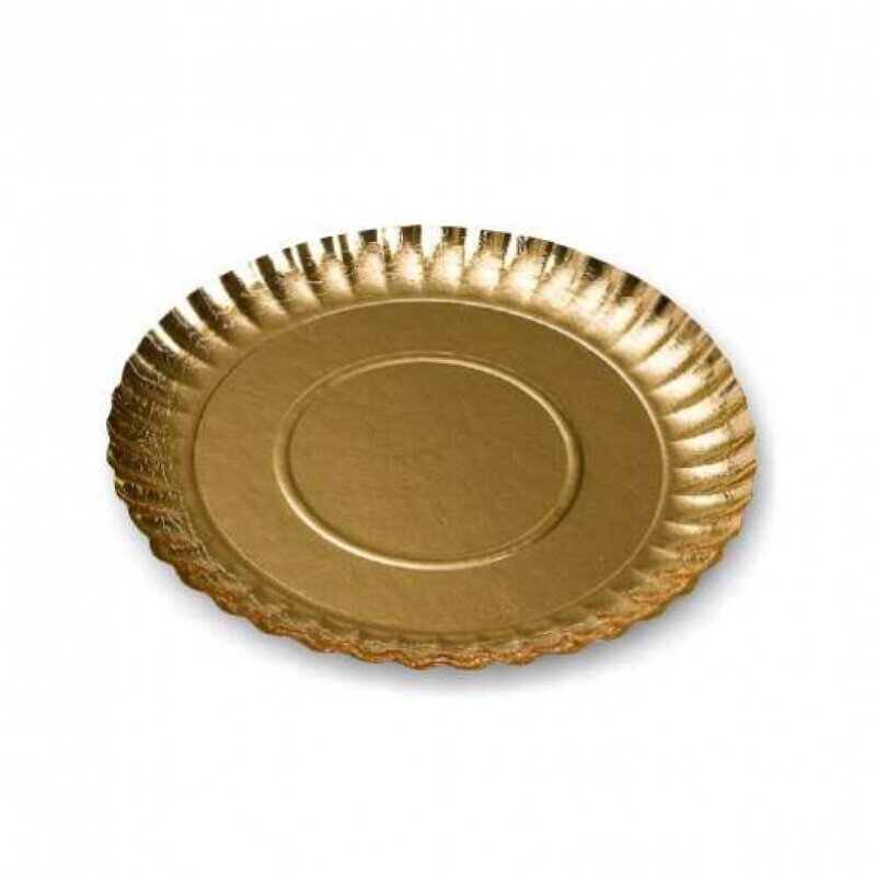 Piattini Carta Oro Merlettati Diametro 16 Cm