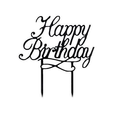 Topper Plexiglass Happy Birthday Nero Topper Plexiglass Happy Birthday Nero