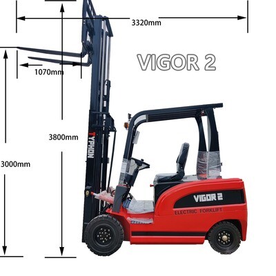 Top Compact & Mini Excavator Diggers- TYPHON Machinery New 2024 TYPHON VIGOR 2 Electric Forklift 2 Ton Lifter Lift Truck Jitney Hi-Lo