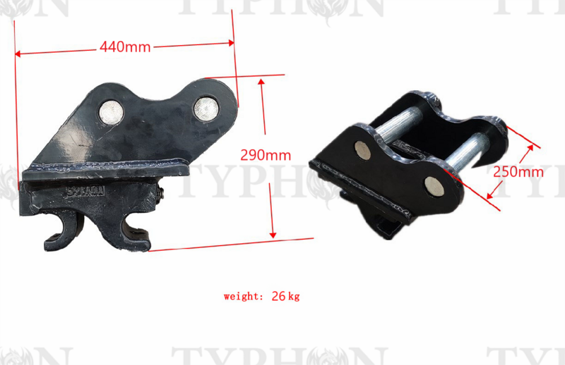 Top Compact & Mini Excavator Diggers- TYPHON Machinery TYPHON 2.5 Ton Mini Excavator Attachment Mechanical Quick Hitch Quick Coupler For TERROR X2 PRO