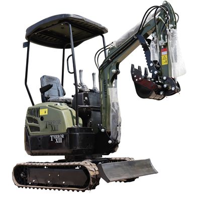 TYPHON TERROR XIII Mini Excavator – 1.3 Ton Trench Digger with Canopy, Hydraulic Thumb Clip, 13.5hp B&S Engine USA