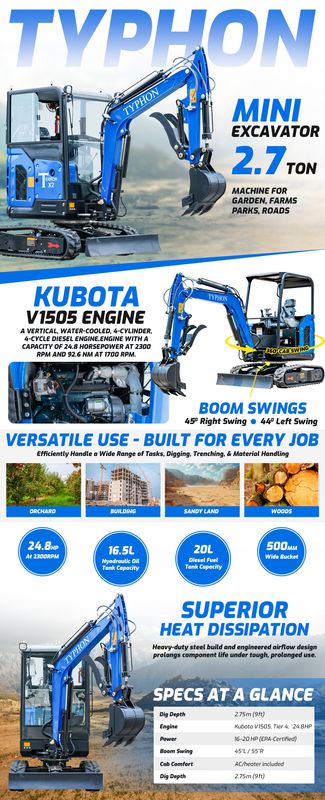 Top Compact & Mini Excavator Diggers- TYPHON Machinery
