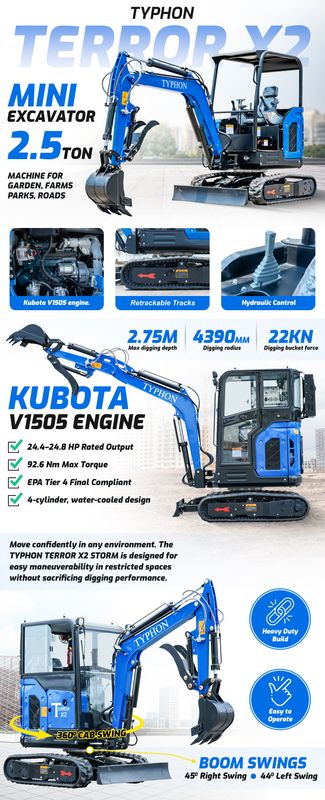 Top Compact & Mini Excavator Diggers- TYPHON Machinery