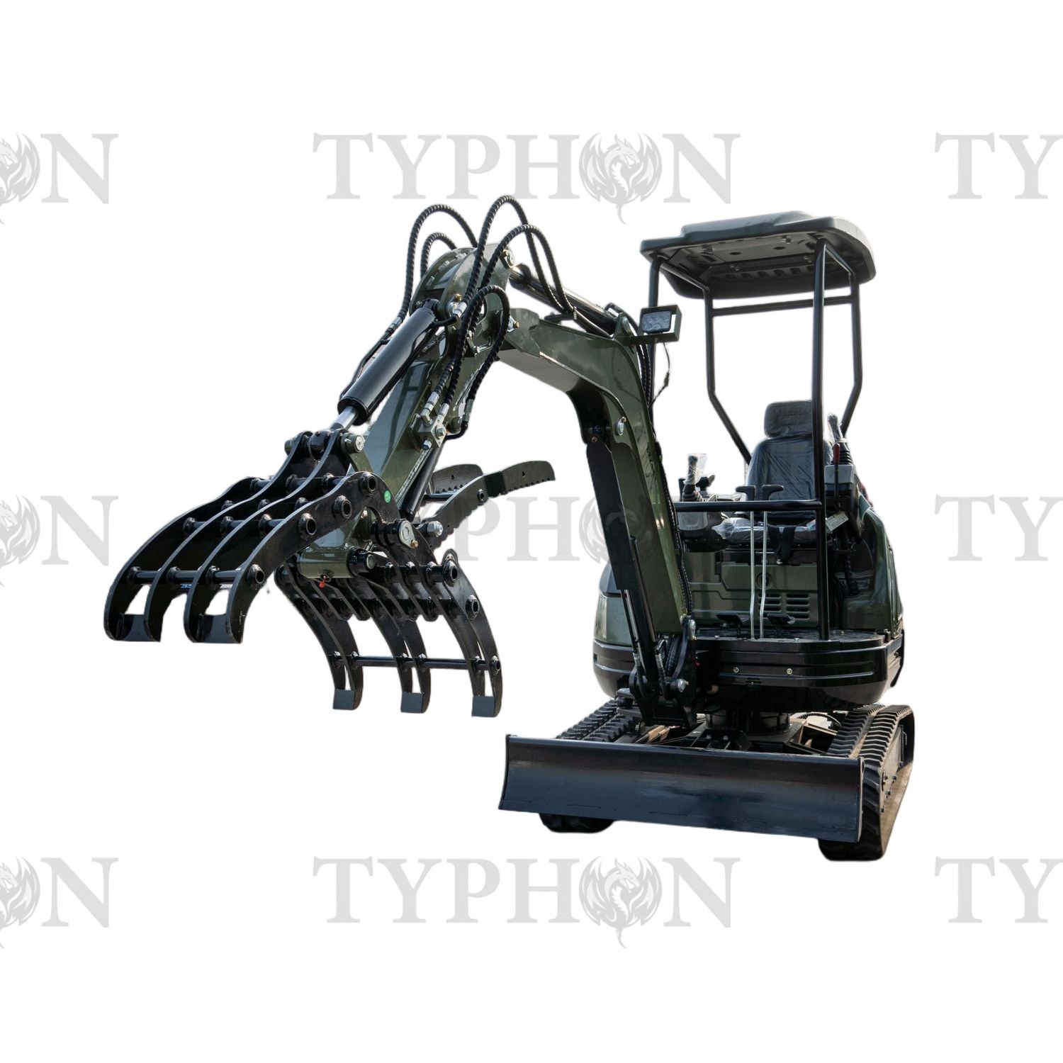 Compact Grapple Attachment For 2-3 ton Mini Excavator Wide Opening Wood Grab USA
