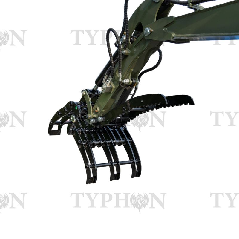 Top Compact & Mini Excavator Diggers- TYPHON Machinery Compact Grapple Attachment for TERROR XXV and other 2.1-3 Ton Mini Excavators Wide Opening Wood Grab USA