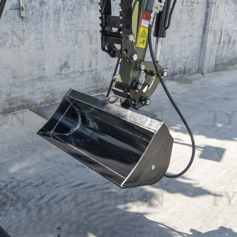 Top Compact & Mini Excavator Diggers- TYPHON Machinery 800mm Tilting Bucket Attachment Hydraulic Digging Bucket USA for TERROR XXV and other 2.1-3 Ton Mini Excavators