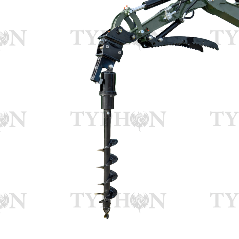 Top Compact & Mini Excavator Diggers- TYPHON Machinery Auger Attachment 7.9in Auger Bit Earth Drilling USA for TERROR XXV and other 2.1-3 Ton Mini Excavators