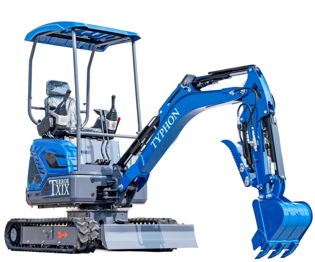 TYPHON TERROR XIX STORM Mini Excavator – 4000lbs Trench Digger with Boom Swing, Canopy, Retractable Tracks
