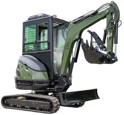 TYPHON TERROR XXV Diesel Mini Excavator 2.7 Ton, 25.1 hp Kubota D1105 RetractableTracks, AC Cabin