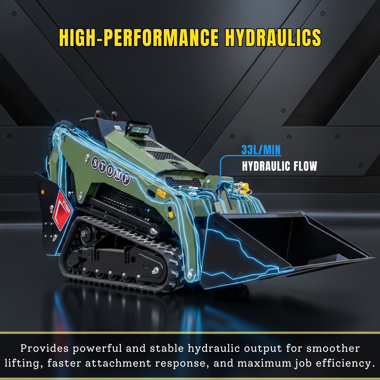 TYPHON Stomp V1000 24HP Kubota D1105 Water Cooled Diesel Skid Steer  Pilot Control