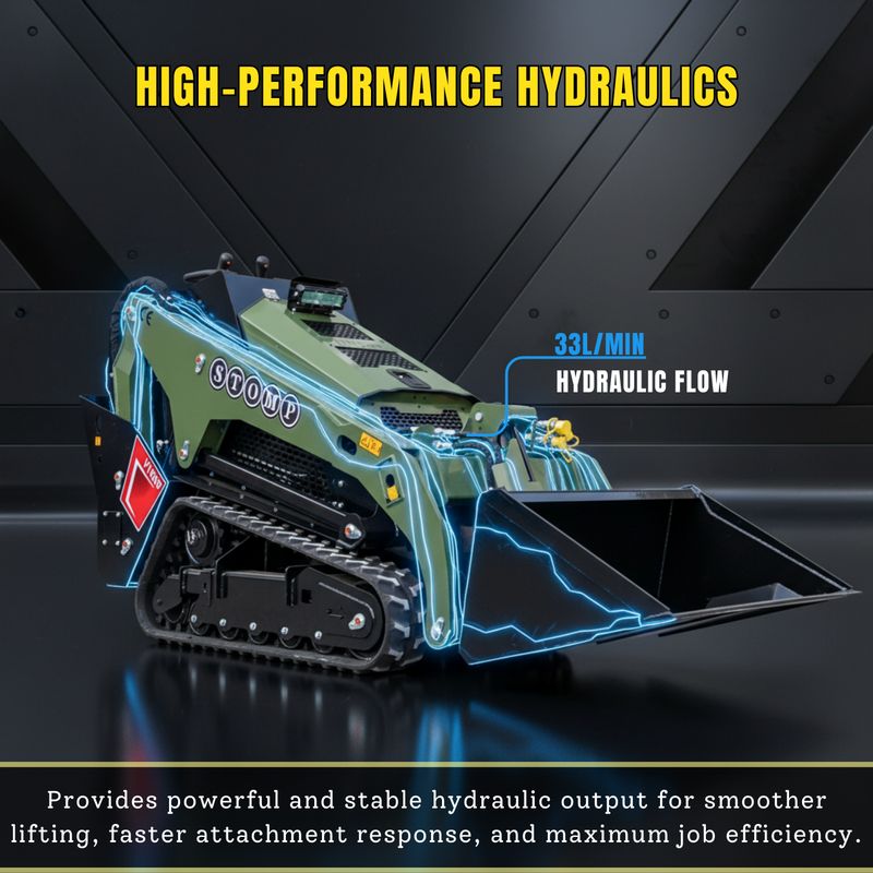 TYPHON Stomp V1000 24HP Kubota D1105 Water Cooled Diesel Skid Steer  Pilot Control