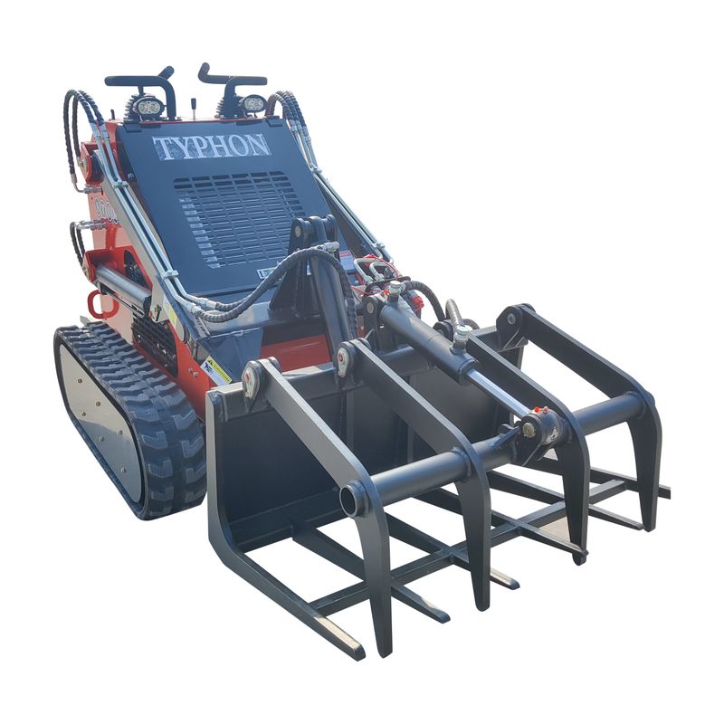 Top Compact & Mini Excavator Diggers- TYPHON Machinery Skid Steer Loader Grappler Grapple Grabber Attachment USA