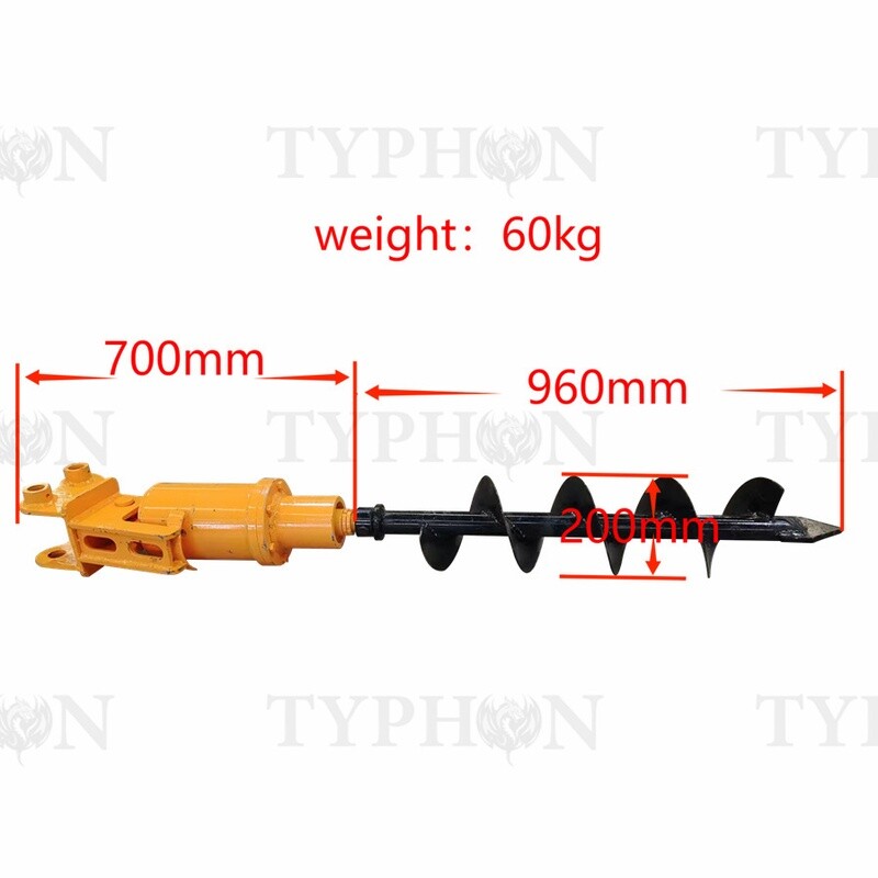 Top Compact & Mini Excavator Diggers- TYPHON Machinery 2.5 ton Excavator Attachment Hydraulic Earth Auger Post Hole Digger 8inch Diameter TERROR X2 PRO