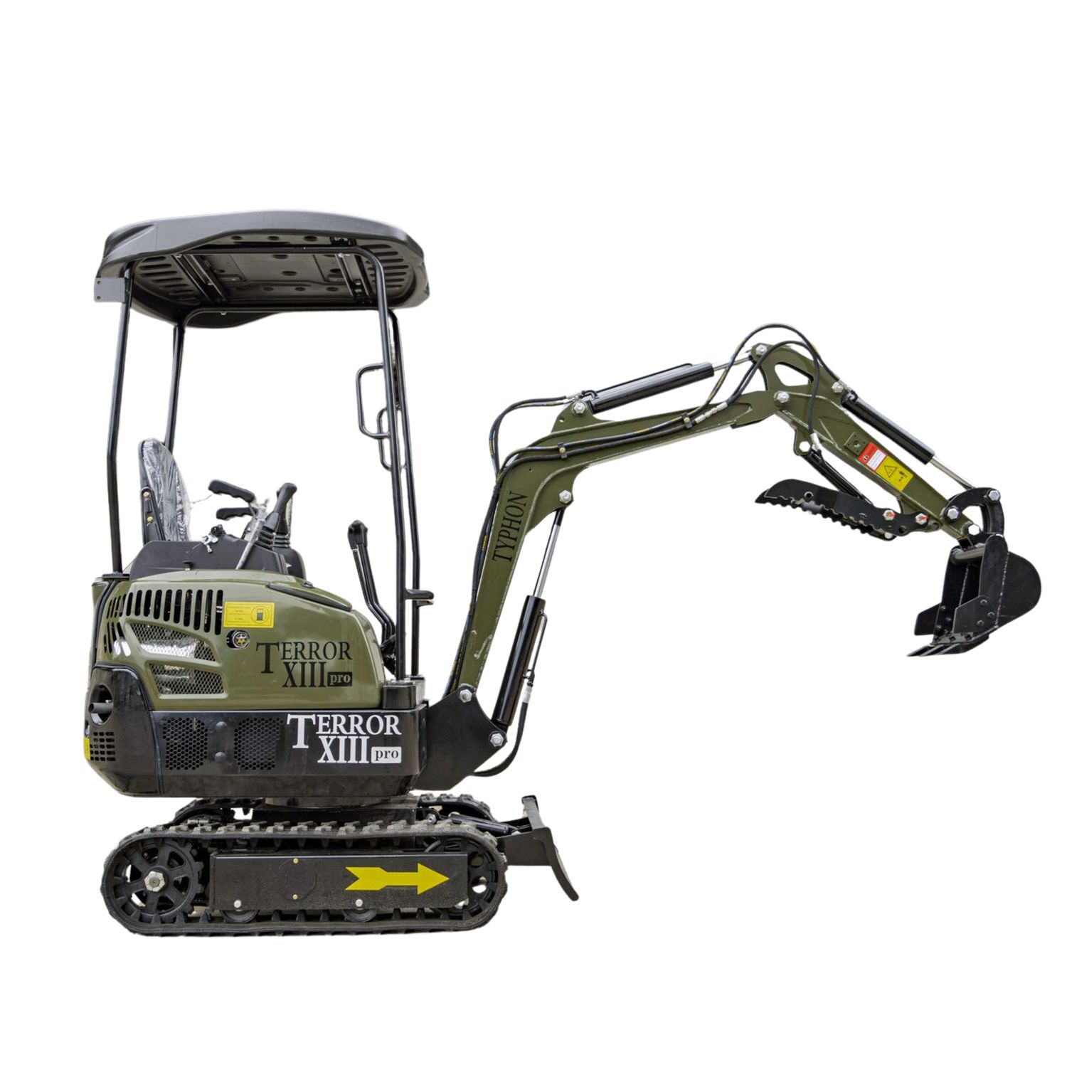 TYPHON TERROR XIII PRO Mini Excavator – 1.3 Ton Trench Digger with Canopy, Hydraulic Thumb Clip, 22.1hp Honda Engine USA TYPHON TERROR XIII PRO Mini Excavator – 1.3 Ton Trench Digger with Canopy, Hydraulic Thumb Clip, 22.1hp Honda Engine USA