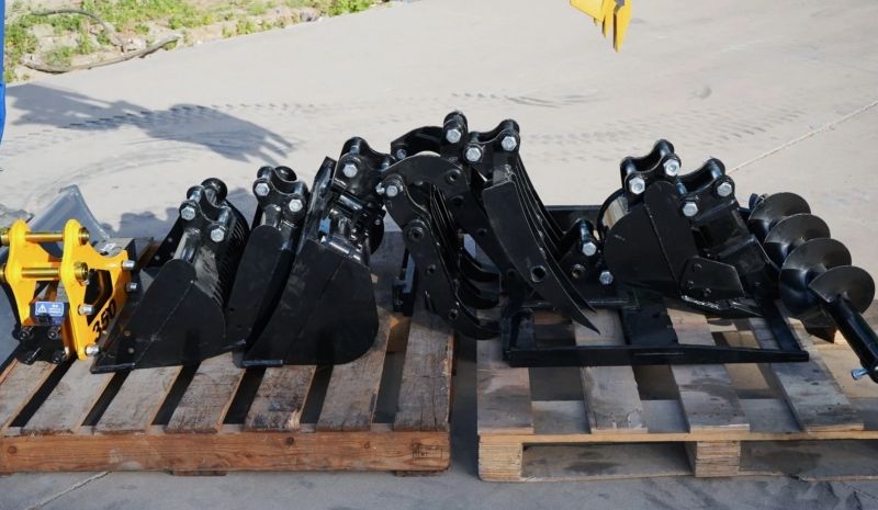 Top Compact & Mini Excavator Diggers- TYPHON Machinery 11-in-1 Mini Excavator Attachment Combo Kit All Essential Tools for Worksites