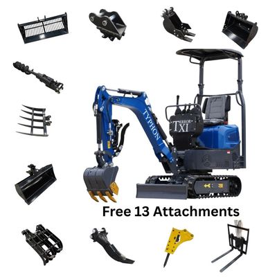 TERROR XI Mini Excavator Digger 13.5hp Gas B&S EPA Engine with 13 Attachments TERROR XI Mini Excavator Digger 13.5hp Gas B&S EPA Engine with 13 Attachments