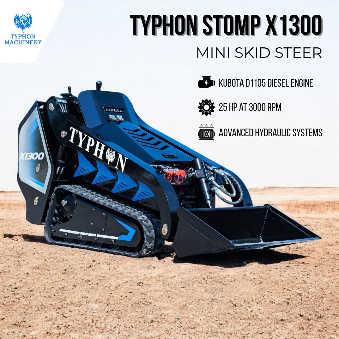 3040lbs TYPHON STOMP X1300 25HP Kubota D1105 EPA Diesel Mini Skid