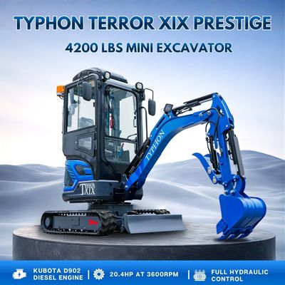 TYPHON TERROR XIX Prestige AC/Heater Cabin Mini Excavator 4200lbs 20.4 HP Kubota D902 with Boom Swing, Retractable Tracks TYPHON TERROR XIX Prestige AC/Heater Cabin Mini Excavator 4200lbs 20.4 HP Kubota D902 with Boom Swing, Retractable Tracks